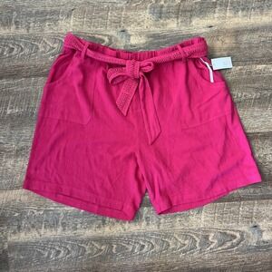 Soft Surroundings Summer Breeze Gauze Shorts Women's 22W (2X) Pink Linen Blend